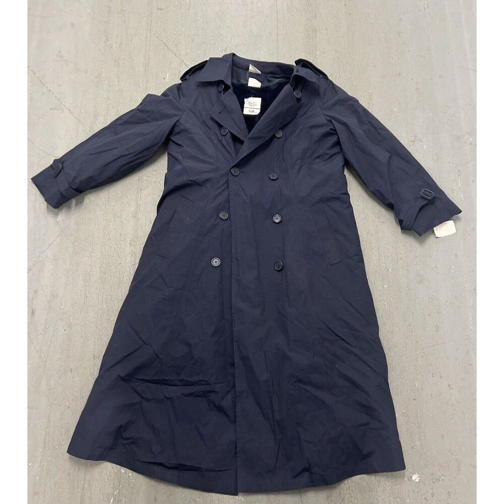 Elegant Navy Double-Breasted Trench Coat